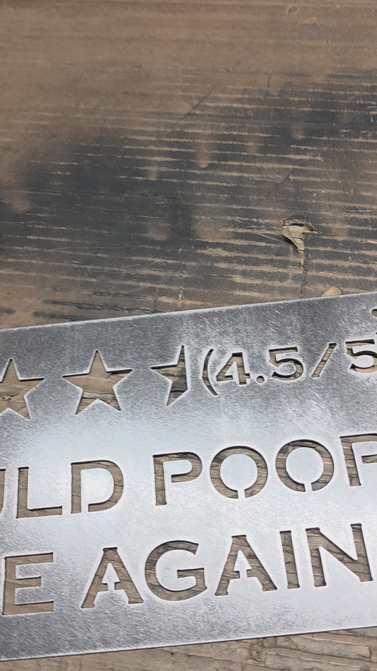 Funny Bathroom Rating Metal Sign Decor 4.5/5 Would Poop Here Again Humorous Wall Art for Bathrooms